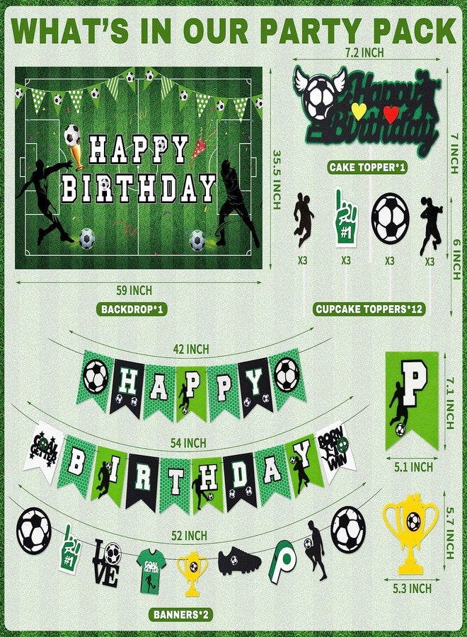 BORAMDO Soccer Birthday Party Decorations 87Pcs Soccer Birthday Party Supplies Including Tablecloth Backdrop Banner Cake Topper Latex Balloons Foil Balloons Decorations Kit - Image 2